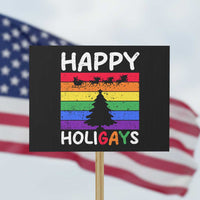 Funny LGBT Christmas Protest Sign Happy Holigays Rainbow Stripes Unicorn Santa - Wonder Print Shop