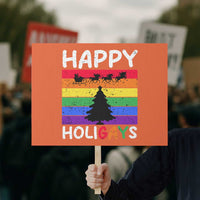 Funny LGBT Christmas Protest Sign Happy Holigays Rainbow Stripes Unicorn Santa - Wonder Print Shop