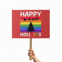 Funny LGBT Christmas Protest Sign Happy Holigays Rainbow Stripes Unicorn Santa - Wonder Print Shop