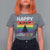 Funny LGBT Christmas T Shirt For Women Happy Holigays Rainbow Stripes Unicorn Santa - Wonder Print Shop