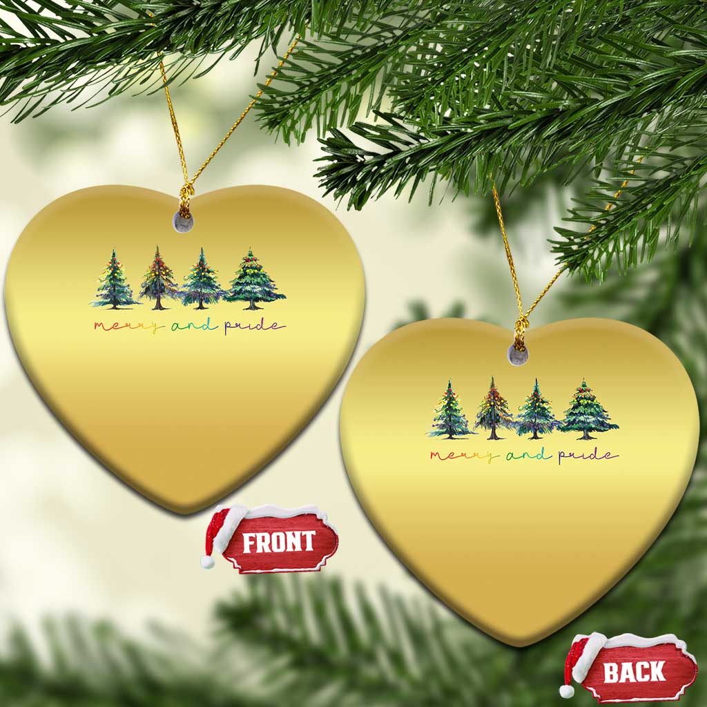 Funny Xmas LGBT Christmas Ornament Merry And Pride Rainbow Xmas Tree - Wonder Print Shop
