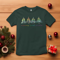 Funny Christmas LGBT T Shirt Merry And Pride Rainbow Xmas Tree - Wonder Print Shop