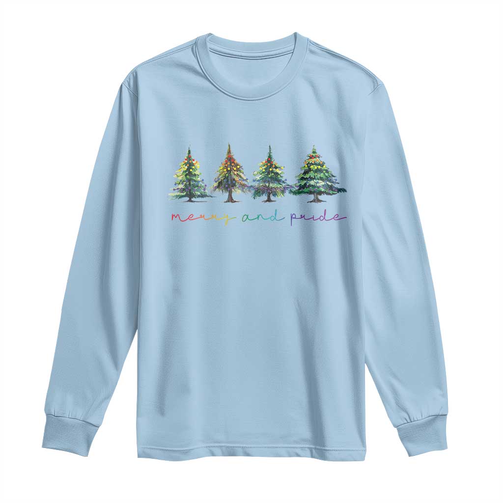 Funny Christmas LGBT Long Sleeve Shirt Merry And Pride Rainbow Xmas Tree