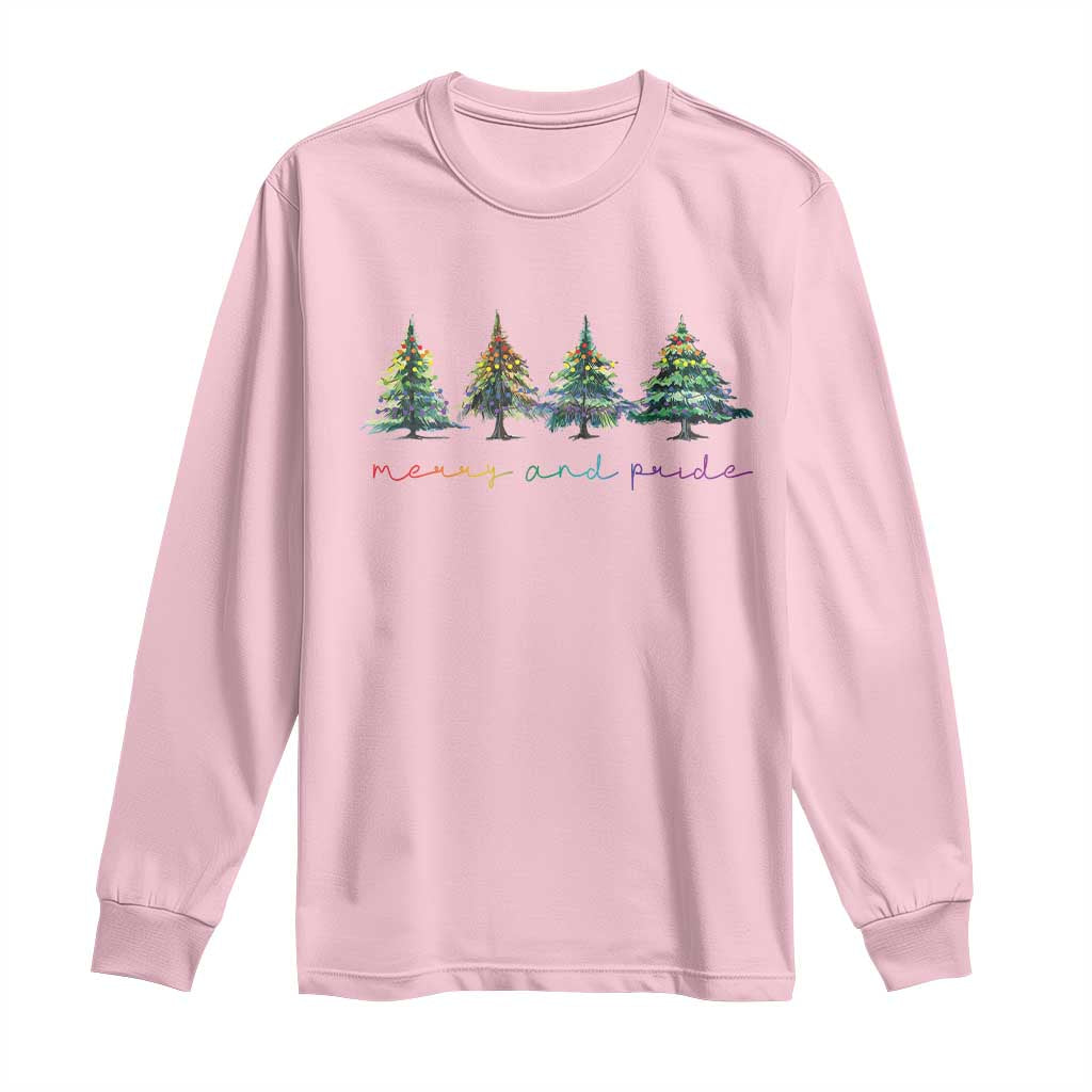 Funny Christmas LGBT Long Sleeve Shirt Merry And Pride Rainbow Xmas Tree