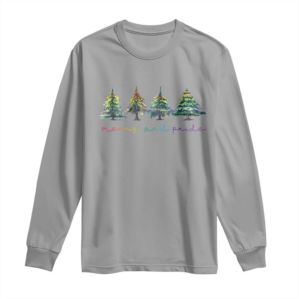 Funny Christmas LGBT Long Sleeve Shirt Merry And Pride Rainbow Xmas Tree