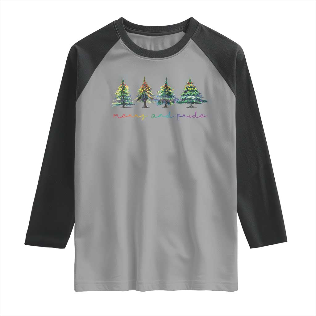 Funny Christmas LGBT Raglan Shirt Merry And Pride Rainbow Xmas Tree - Wonder Print Shop