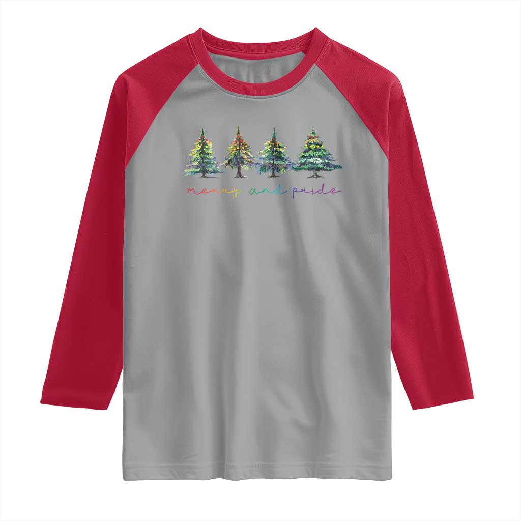 Funny Christmas LGBT Raglan Shirt Merry And Pride Rainbow Xmas Tree - Wonder Print Shop