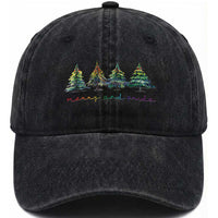 Funny Christmas LGBT Washed Cotton Baseball Cap Merry And Pride Rainbow Xmas Tree
