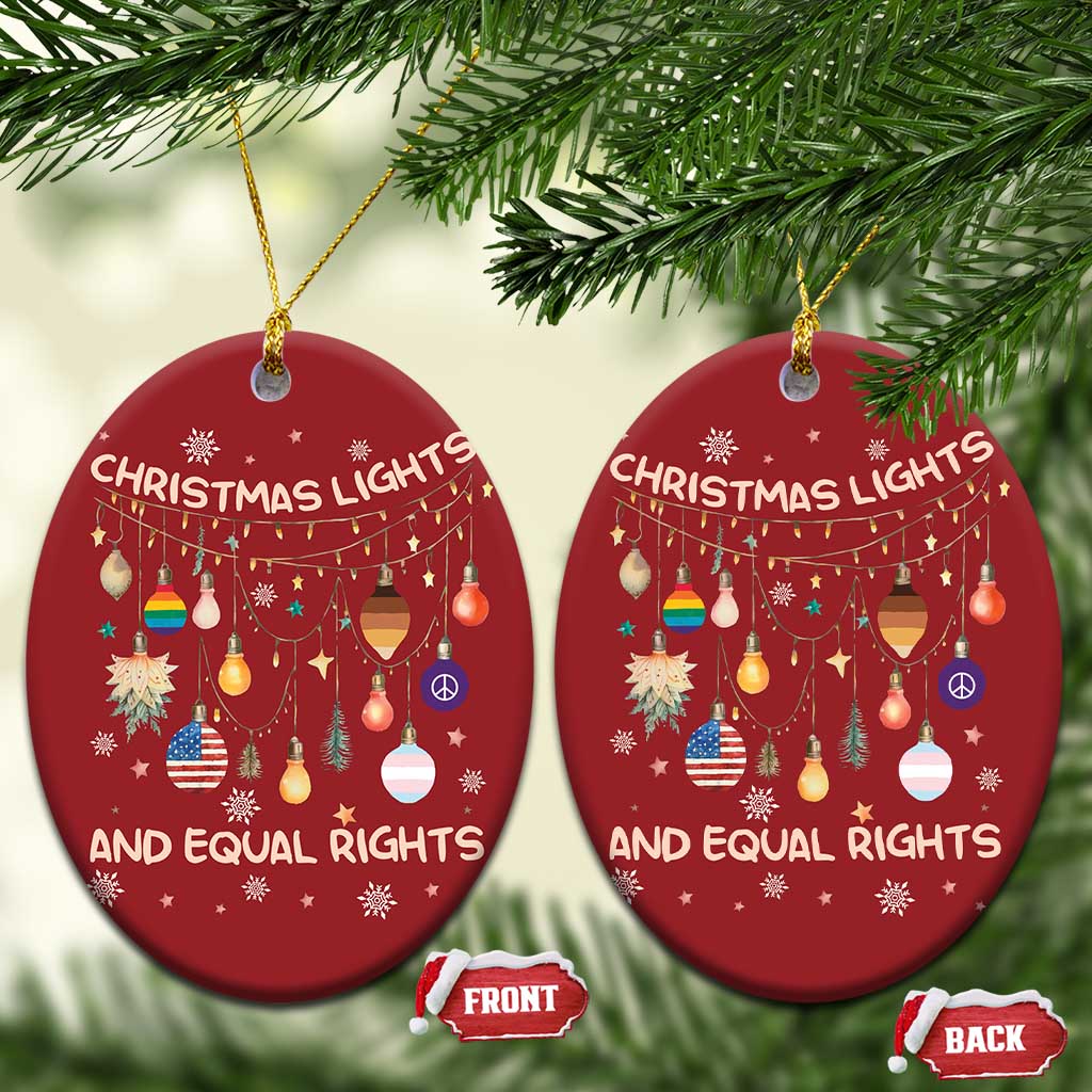 Xmas Lights And Equal Rights LGBTQ Christmas Ornament - Wonder Print Shop