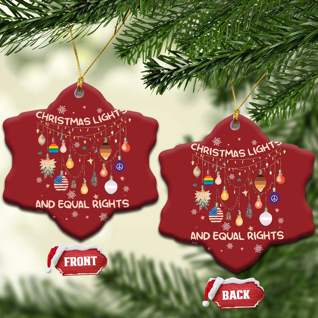 Xmas Lights And Equal Rights LGBTQ Christmas Ornament - Wonder Print Shop