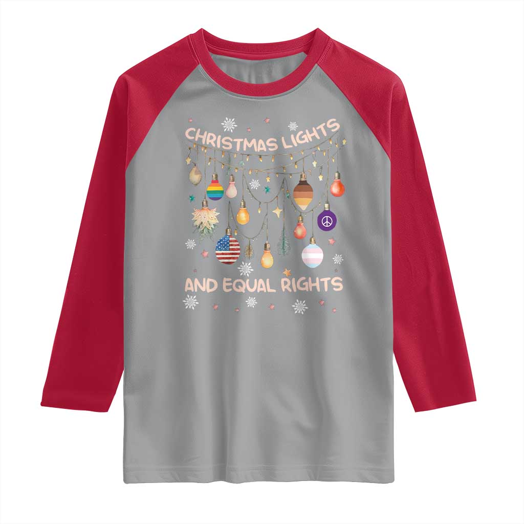Christmas Lights And Equal Rights LGBTQ Raglan Shirt - Wonder Print Shop