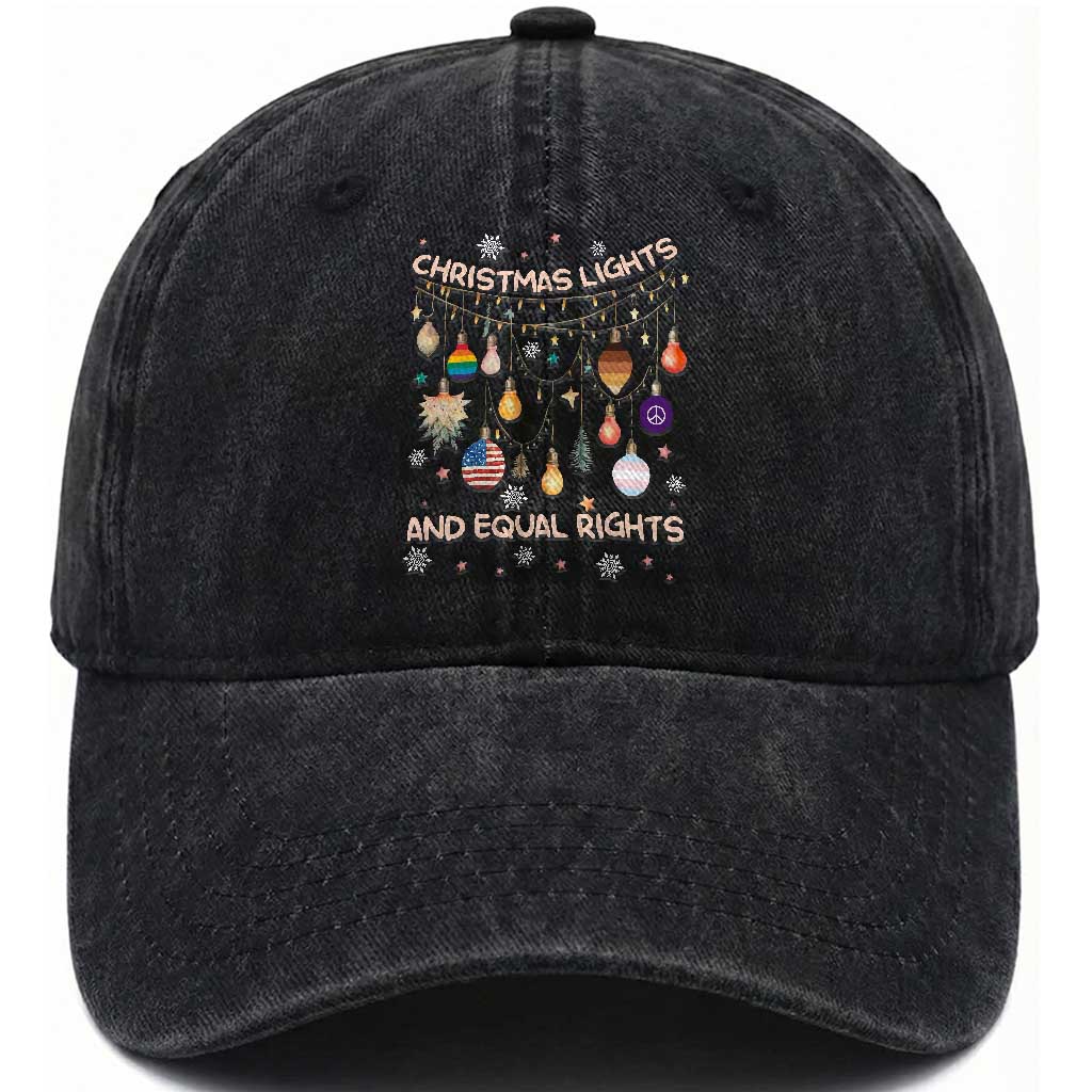 Christmas Lights And Equal Rights LGBTQ Washed Cotton Baseball Cap