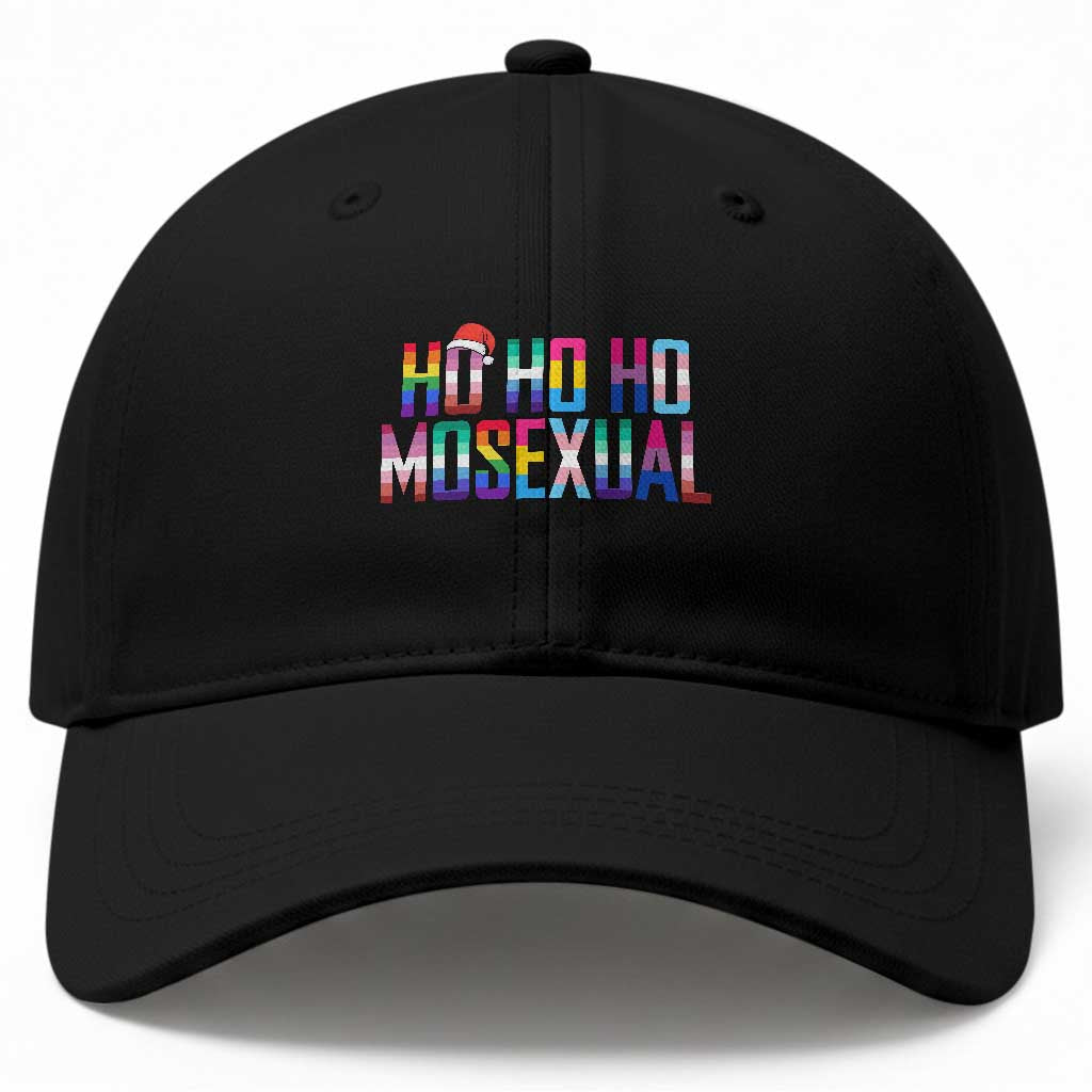 Funny LGBT Christmas Baseball Cap Ho Ho Ho Mosexual LGBT Flag
