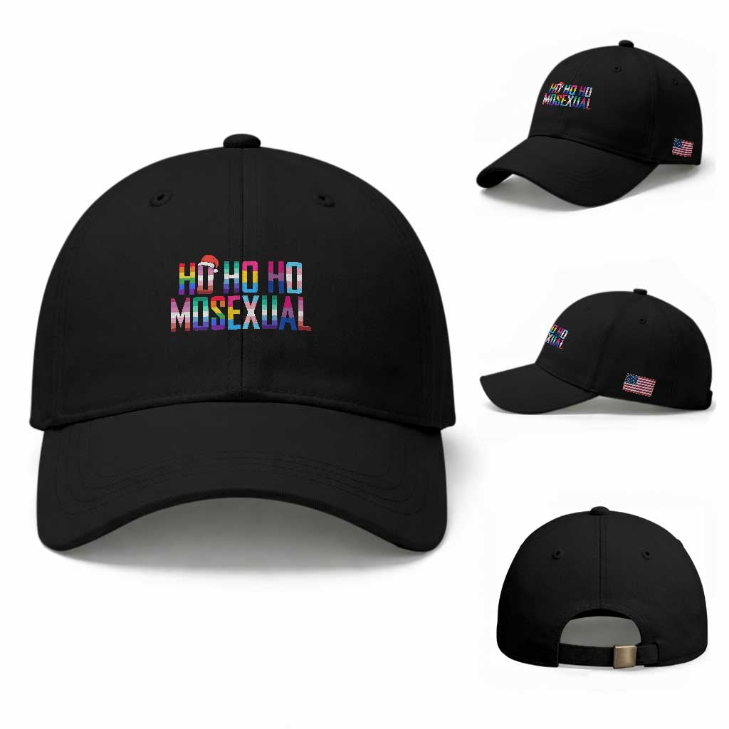 Funny LGBT Christmas Baseball Cap Ho Ho Ho Mosexual LGBT Flag