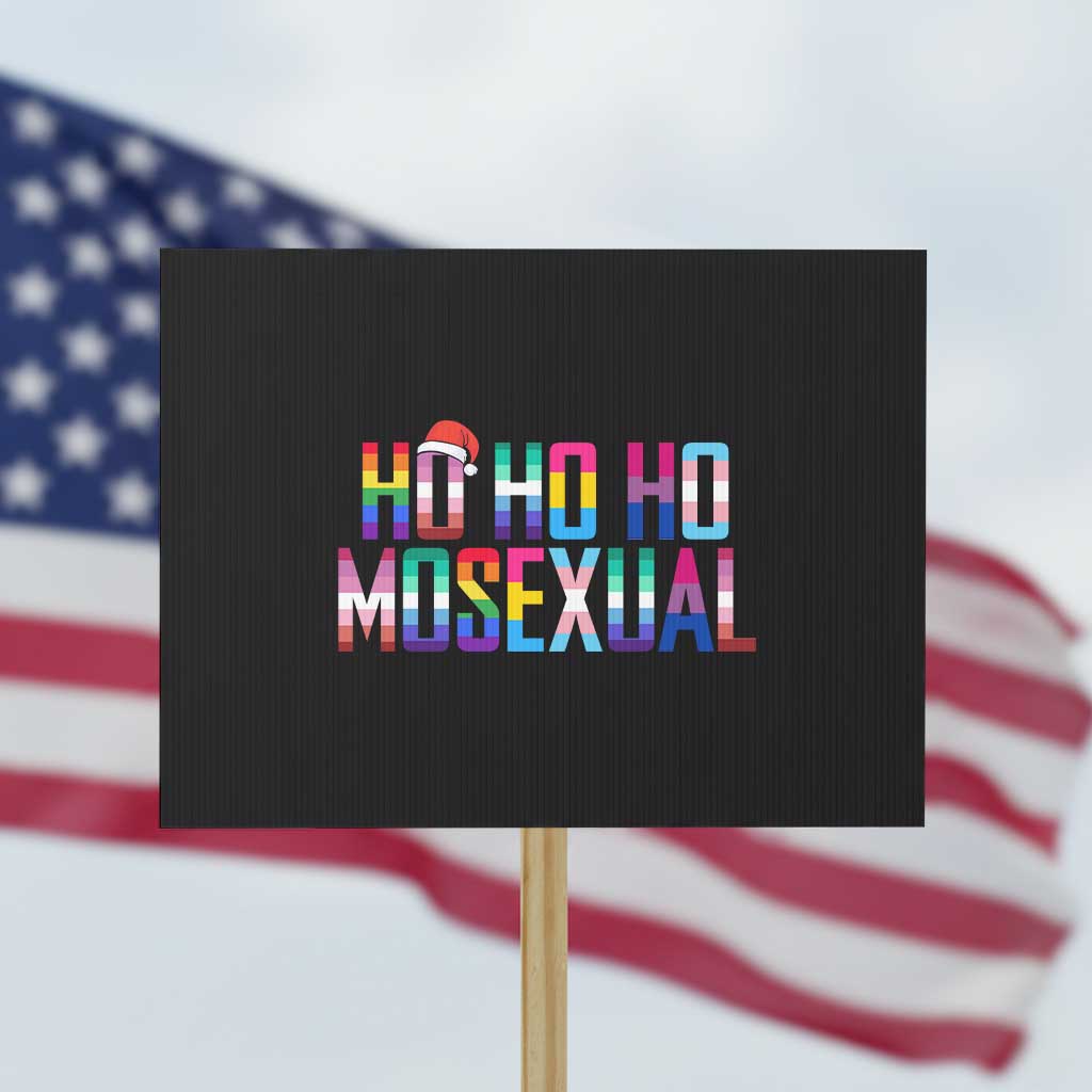 Funny LGBT Christmas Protest Sign Ho Ho Ho Mosexual LGBT Flag - Wonder Print Shop
