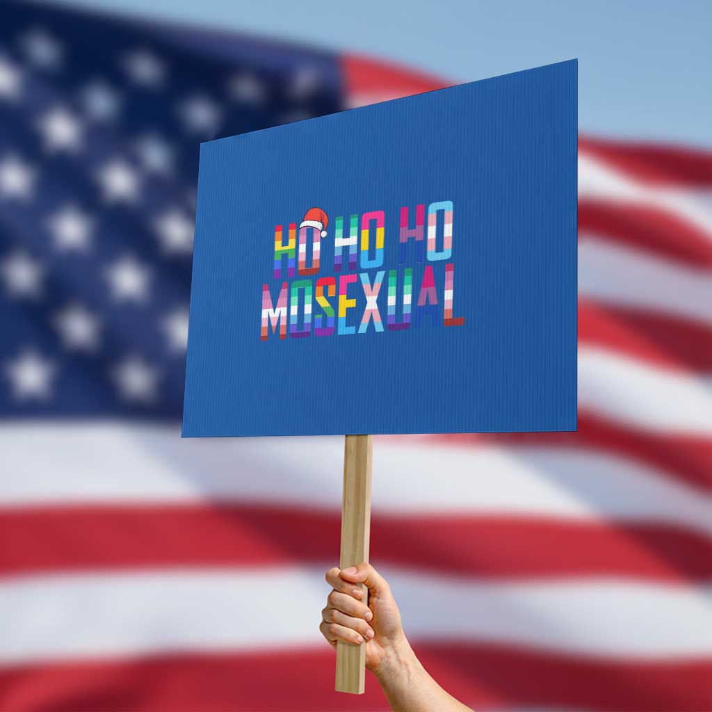 Funny LGBT Christmas Protest Sign Ho Ho Ho Mosexual LGBT Flag - Wonder Print Shop
