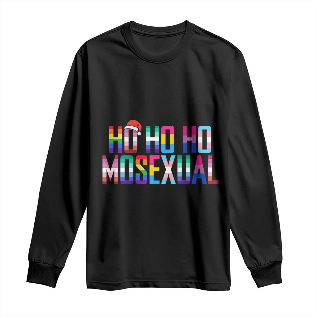 Funny LGBT Christmas Long Sleeve Shirt Ho Ho Ho Mosexual LGBT Flag