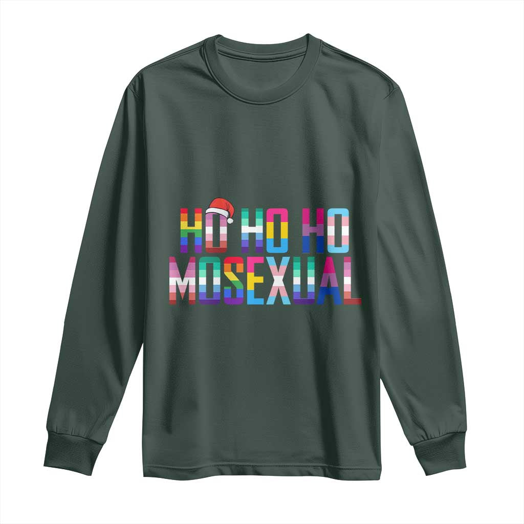 Funny LGBT Christmas Long Sleeve Shirt Ho Ho Ho Mosexual LGBT Flag