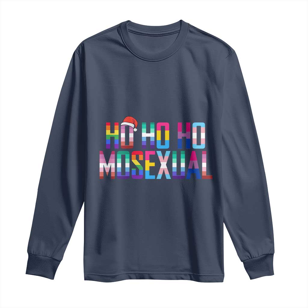 Funny LGBT Christmas Long Sleeve Shirt Ho Ho Ho Mosexual LGBT Flag
