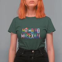 Funny LGBTQ Christmas T Shirt For Women Ho Ho Ho Mosexual LGBT Flag - Wonder Print Shop