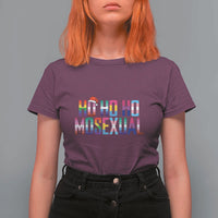 Funny LGBTQ Christmas T Shirt For Women Ho Ho Ho Mosexual LGBT Flag - Wonder Print Shop