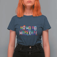 Funny LGBTQ Christmas T Shirt For Women Ho Ho Ho Mosexual LGBT Flag - Wonder Print Shop