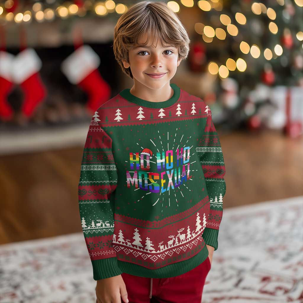 Funny LGBT Xmas Ugly Christmas Sweater Ho Ho Ho Mosexual LGBT Flag - Wonder Print Shop