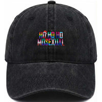 Funny LGBT Christmas Washed Cotton Baseball Cap Ho Ho Ho Mosexual LGBT Flag