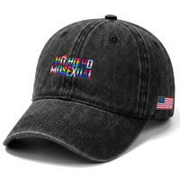 Funny LGBT Christmas Washed Cotton Baseball Cap Ho Ho Ho Mosexual LGBT Flag