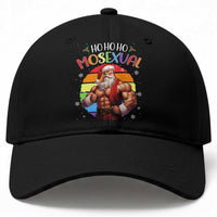 Funny Christmas LGBT Baseball Cap Ho Ho Ho Mosexual Rainbow Santa
