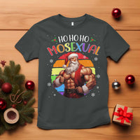 Funny Christmas LGBT T Shirt Ho Ho Ho Mosexual Rainbow Santa - Wonder Print Shop