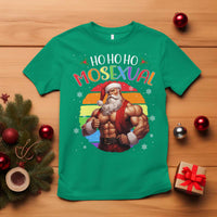 Funny Christmas LGBT T Shirt Ho Ho Ho Mosexual Rainbow Santa - Wonder Print Shop