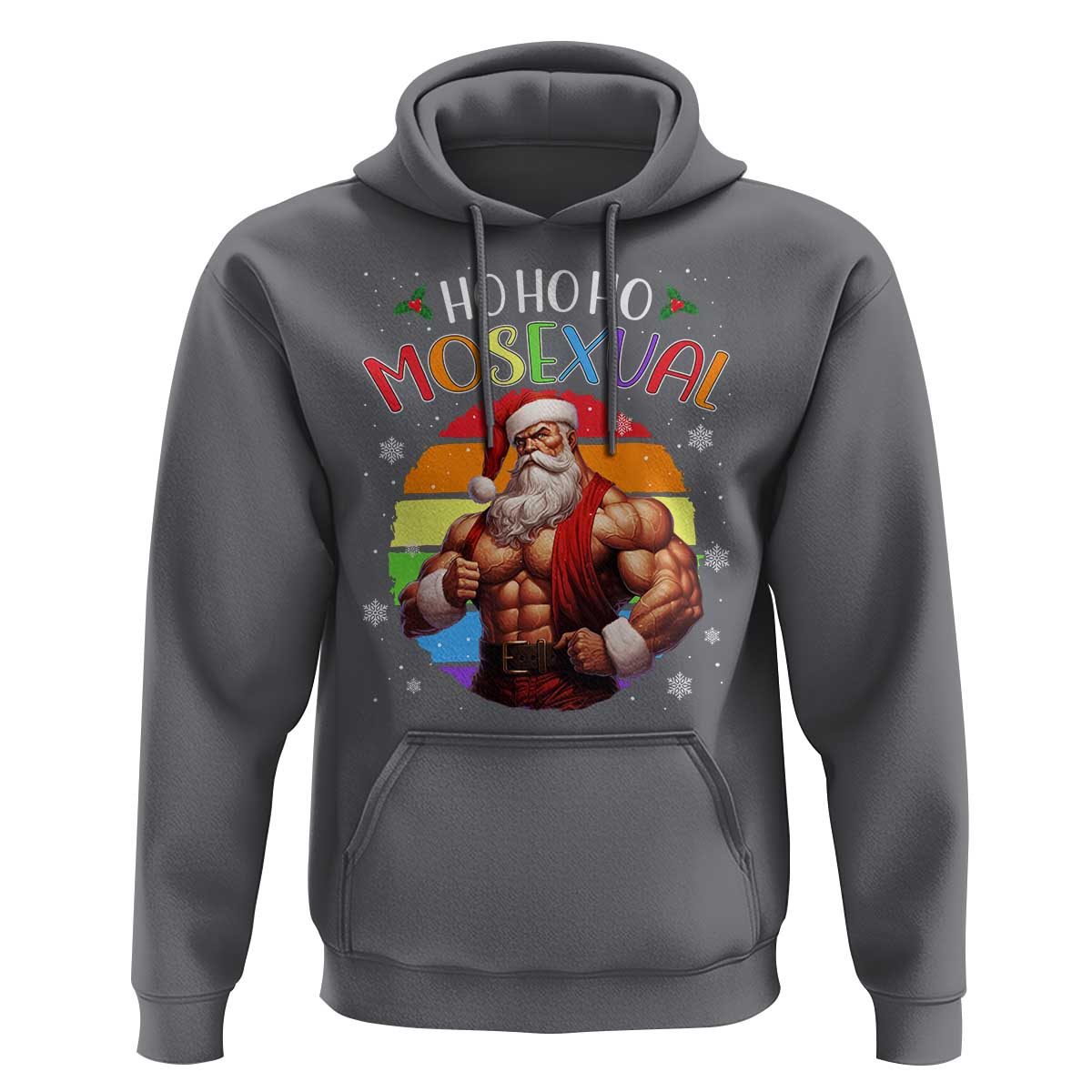 Funny Christmas LGBT Hoodie Ho Ho Ho Mosexual Rainbow Santa