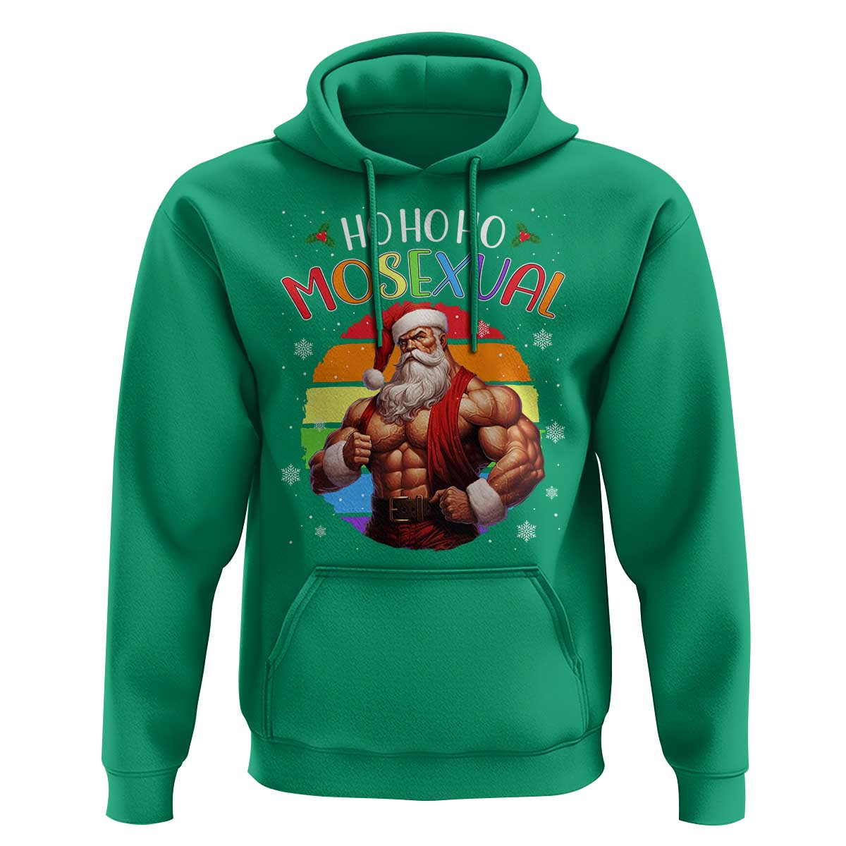 Funny Christmas LGBT Hoodie Ho Ho Ho Mosexual Rainbow Santa