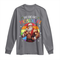Funny Christmas LGBT Long Sleeve Shirt Ho Ho Ho Mosexual Rainbow Santa