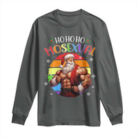 Funny Christmas LGBT Long Sleeve Shirt Ho Ho Ho Mosexual Rainbow Santa