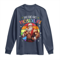 Funny Christmas LGBT Long Sleeve Shirt Ho Ho Ho Mosexual Rainbow Santa
