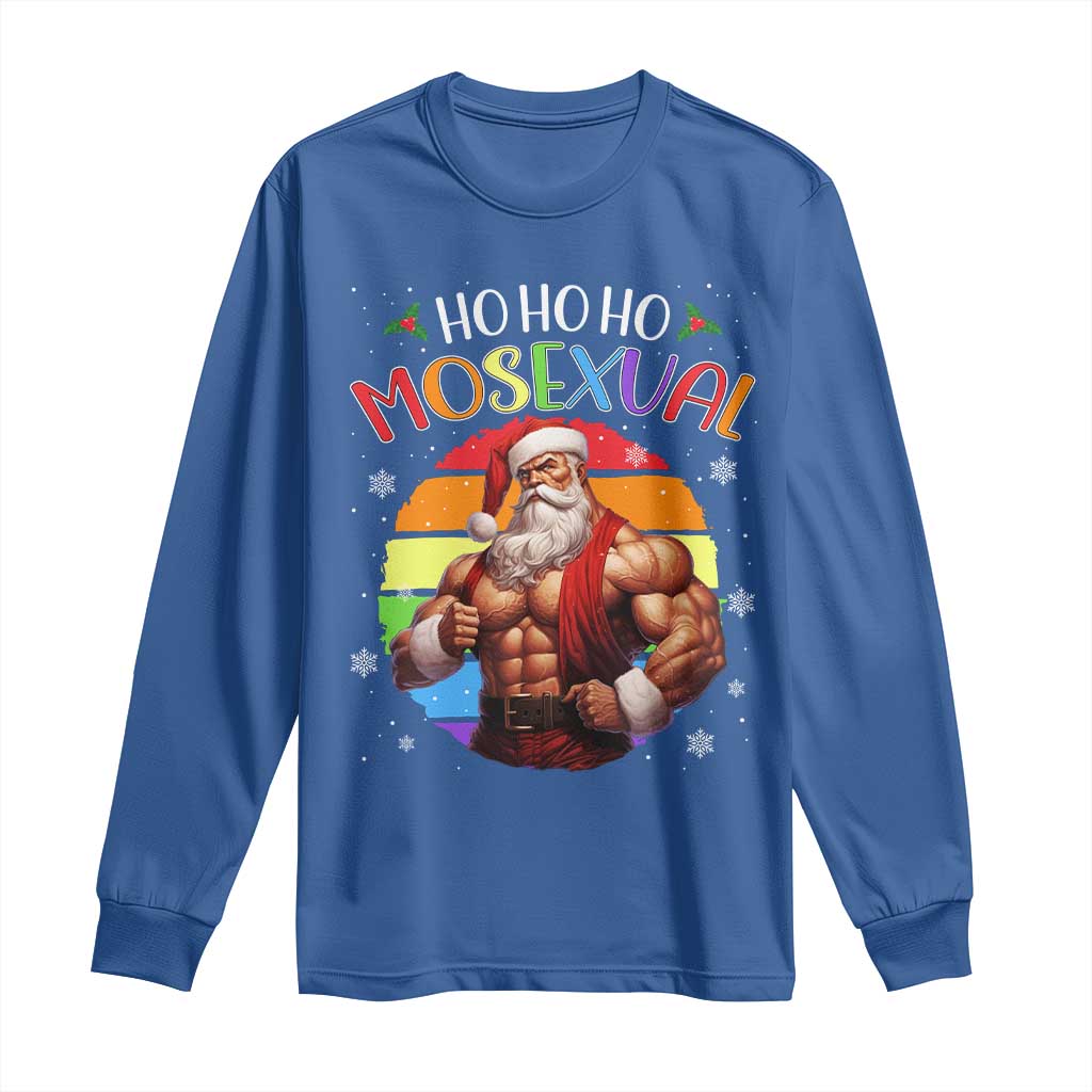 Funny Christmas LGBT Long Sleeve Shirt Ho Ho Ho Mosexual Rainbow Santa