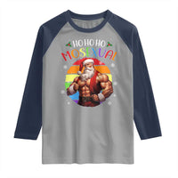 Funny Christmas LGBT Raglan Shirt Ho Ho Ho Mosexual Rainbow Santa - Wonder Print Shop