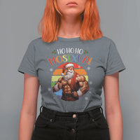 Funny Christmas LGBT T Shirt For Women Ho Ho Ho Mosexual Rainbow Santa - Wonder Print Shop