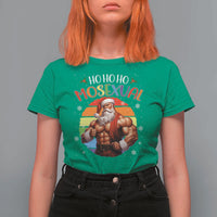 Funny Christmas LGBT T Shirt For Women Ho Ho Ho Mosexual Rainbow Santa - Wonder Print Shop