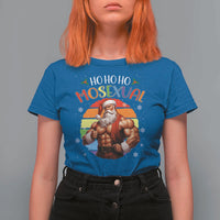 Funny Christmas LGBT T Shirt For Women Ho Ho Ho Mosexual Rainbow Santa - Wonder Print Shop