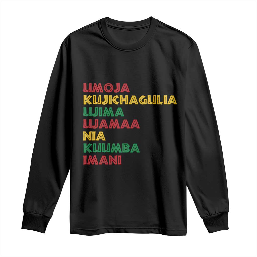 Seven Principles Of Kwanzaa African Nguzo Saba Long Sleeve Shirt