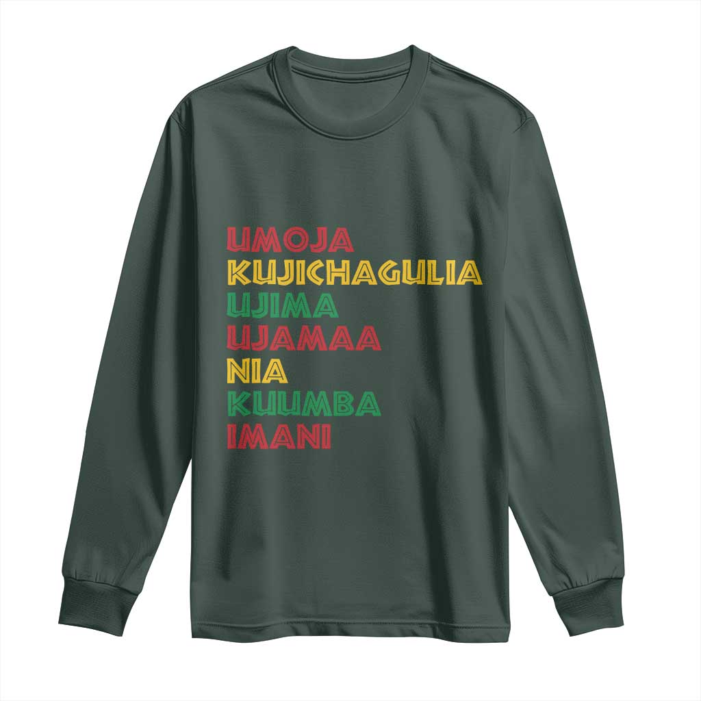 Seven Principles Of Kwanzaa African Nguzo Saba Long Sleeve Shirt