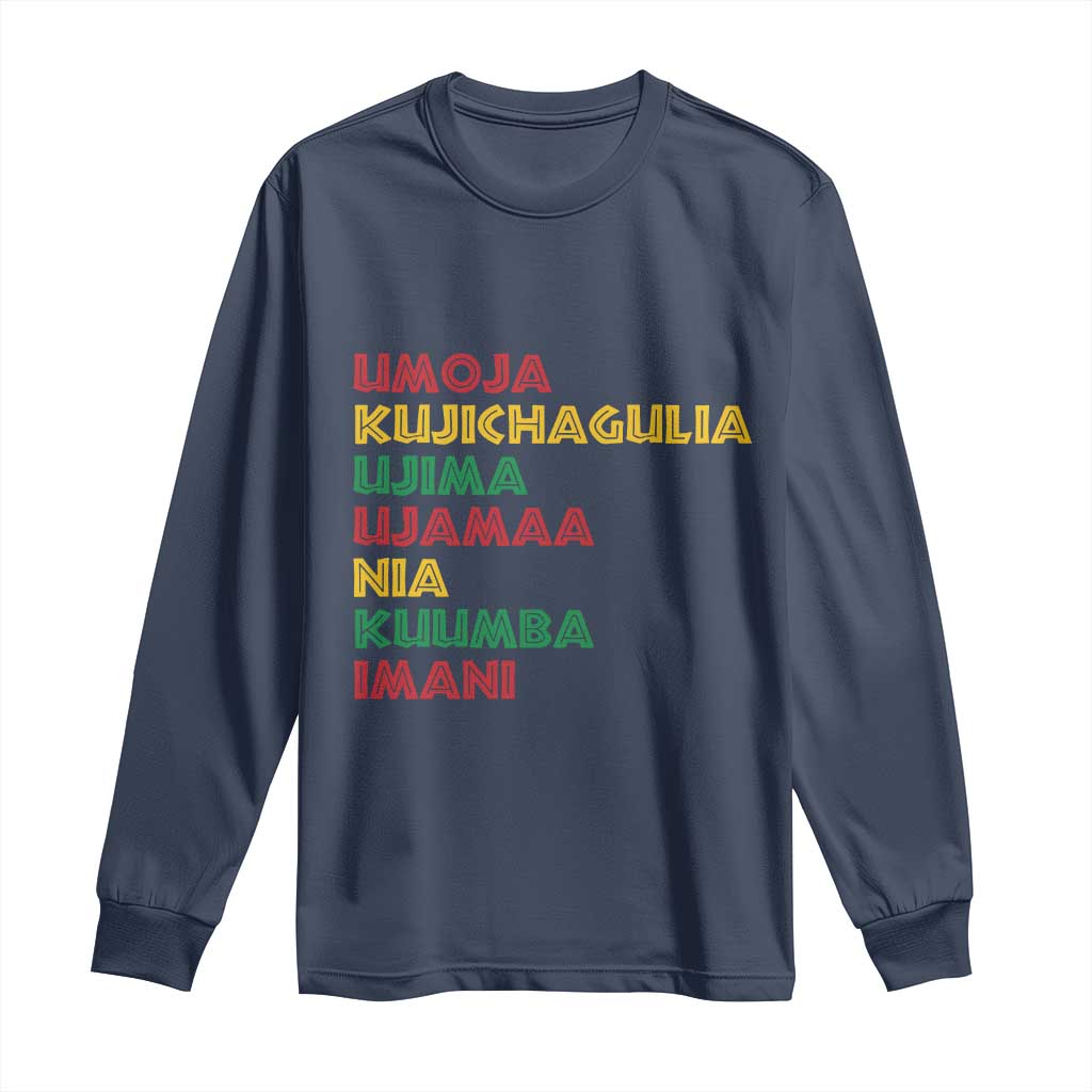 Seven Principles Of Kwanzaa African Nguzo Saba Long Sleeve Shirt