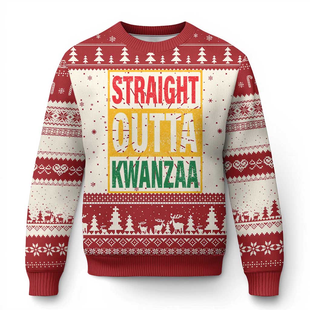 Funny Straight Outta Kwanzaa African American Heritage Ugly Christmas Sweater - Wonder Print Shop