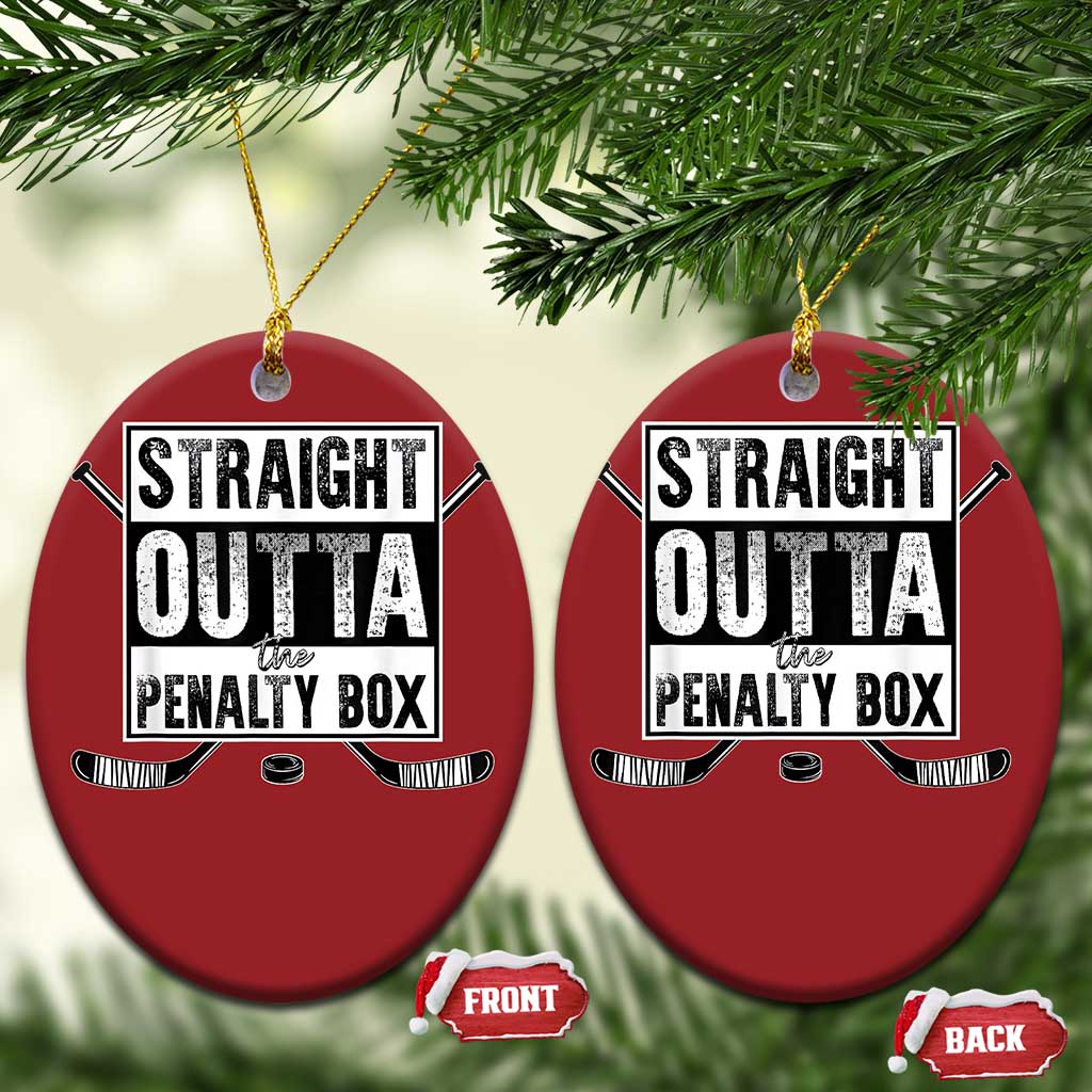 Funny Ice Hockey Christmas Ornament Straight Outta The Penalty Box Vintage Ice Hockey Sticks - Wonder Print Shop