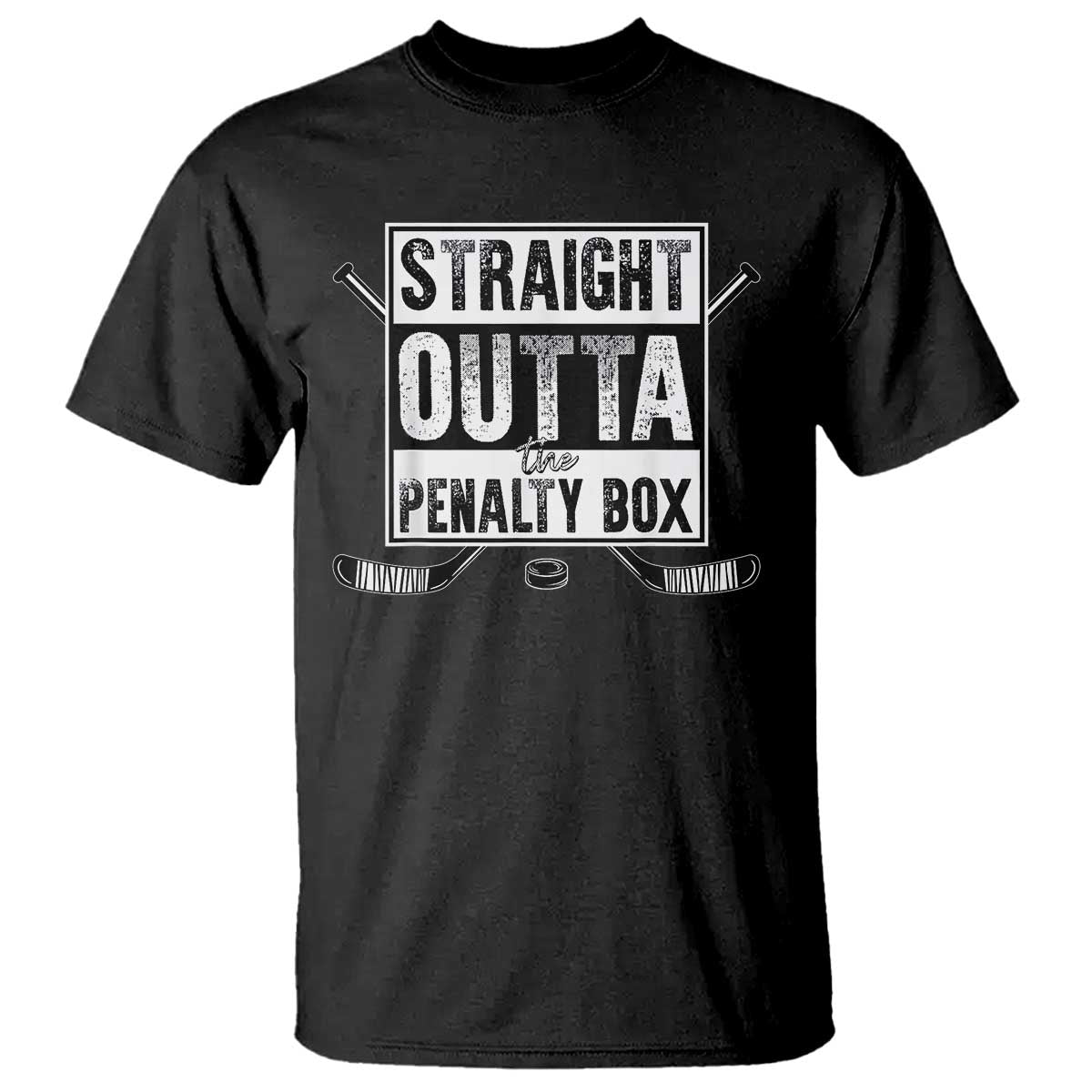 Funny Ice Hockey T Shirt Straight Outta The Penalty Box Vintage Ice Hockey Sticks - Wonder Print Shop