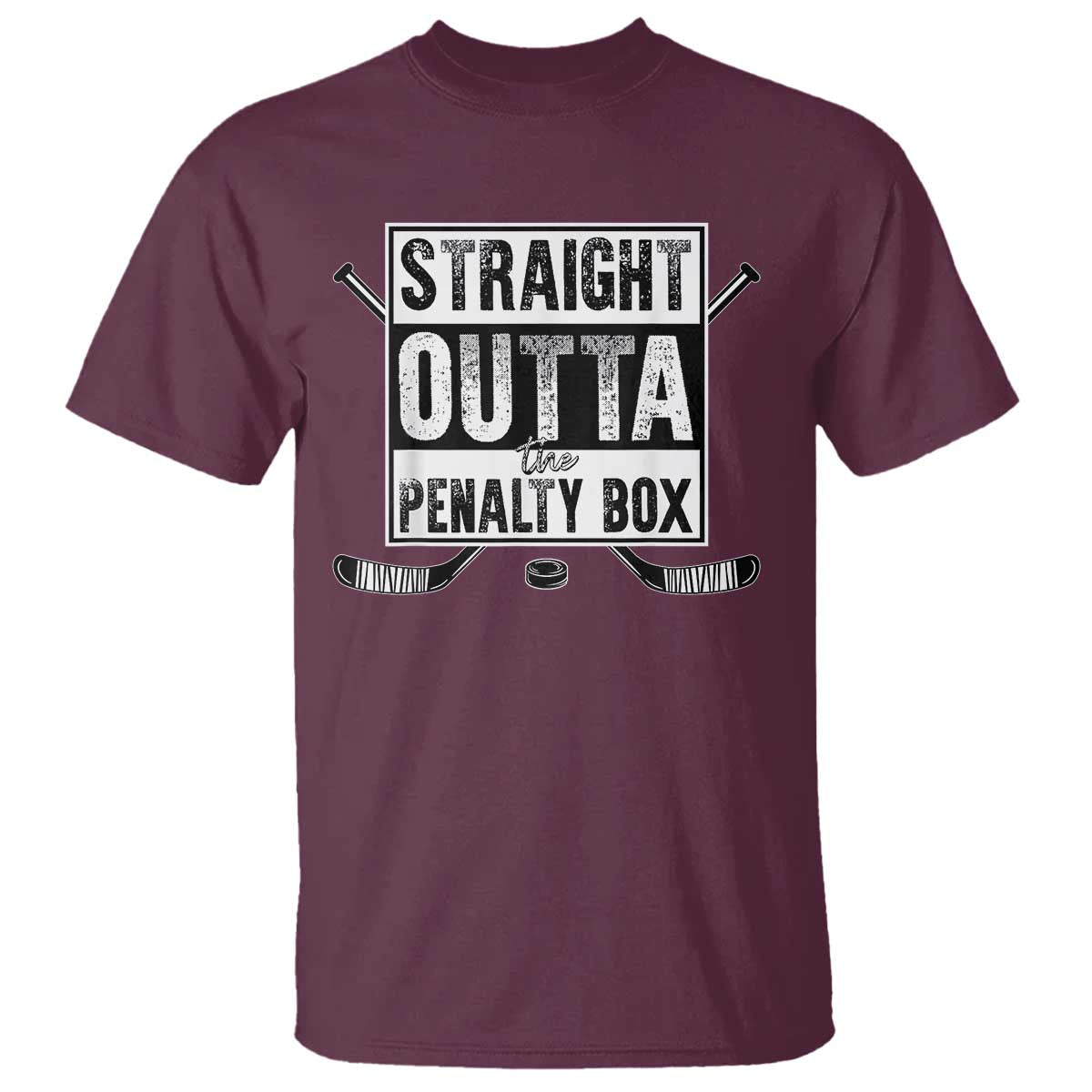 Funny Ice Hockey T Shirt Straight Outta The Penalty Box Vintage Ice Hockey Sticks - Wonder Print Shop