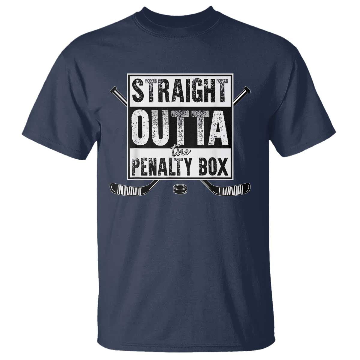 Funny Ice Hockey T Shirt Straight Outta The Penalty Box Vintage Ice Hockey Sticks - Wonder Print Shop